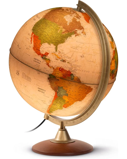 Cartographia Földgömb 30cm COLOMBO antik, világító, fatalpas, angol-8000623000854