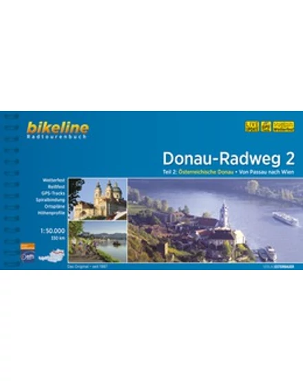 Cartographia Duna kerékpáros kalauz 2. Passau - Bécs (német)- 9783711100948