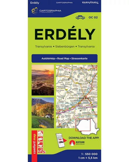 Cartographia Erdély Comfort LAMINÁLT térkép 1:550 000 9789636800062
