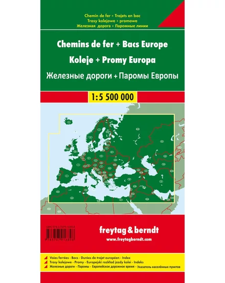Cartographia Európai vasutak és kompok térkép - Freytag - 9783707916898