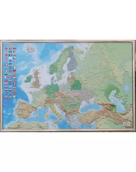 Európa politikai és fizikai falitérkép 91,5x61 cm - keretezett