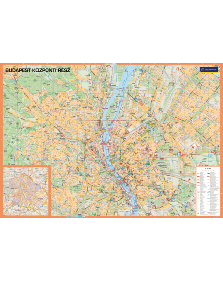 Cartographia Budapest City falitérkép 90x62 - választható kivitel 