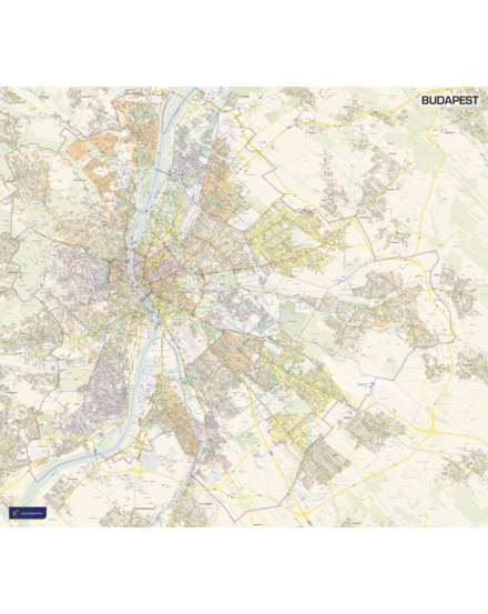 Cartographia Budapest falitérkép 130x117 - hablapos 