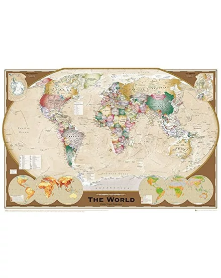 Cartographia Világtérkép antik, politikai falitérkép 91,5x61 cm - választható kivitel 