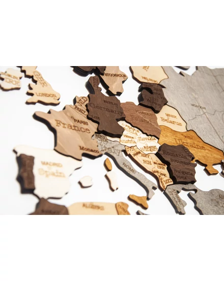 Cartographia Világtérkép 3D fa puzzle falitérkép 130x70 cm - sand-5999570430100