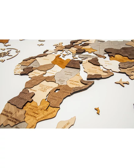 Cartographia Világtérkép 3D fa puzzle falitérkép 130x70 cm - sand-5999570430100