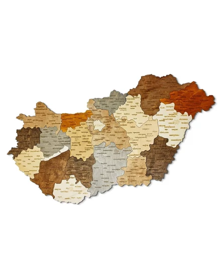 Cartographia Magyarország 3D fa puzzle falitérkép 100x62 cm - mix
