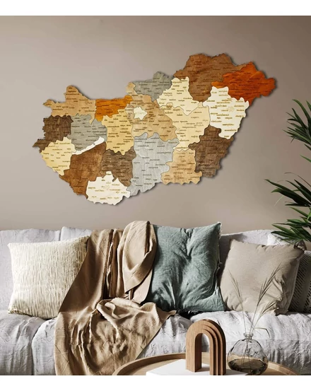 Cartographia Magyarország 3D fa puzzle falitérkép 100x62 cm - mix