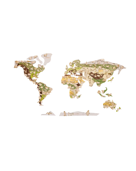 Cartographia  Világtérkép - A világ állatai - fa puzzle falitérkép 130x70 cm