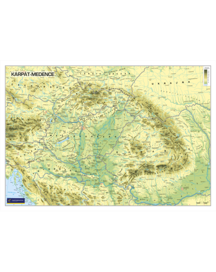 Cartographia Kárpát-medence domborzata határokkal falitérkép - választható méret és kivitel