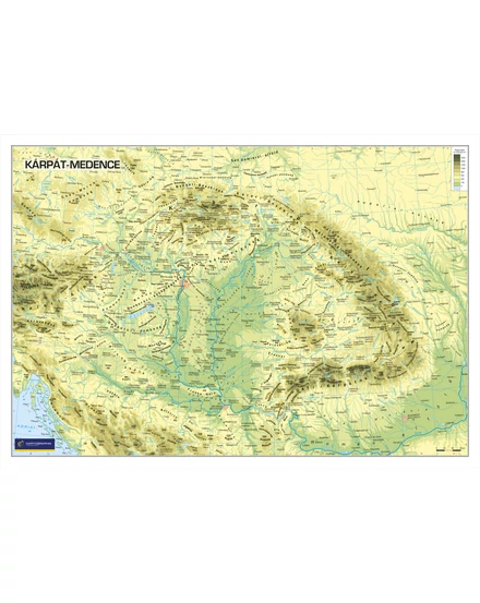 Cartographia Kárpát-medence domborzata határok nélkül falitérkép  - választható méret és kivitel