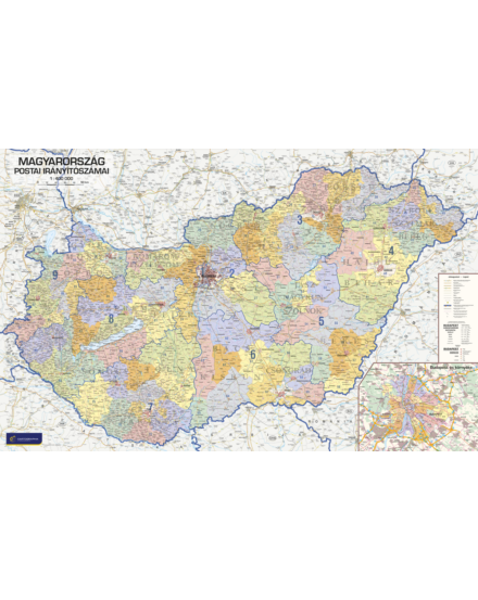 Cartographia Magyarország postai irányítószámai I.  falitérkép - választható méret és kivitel 