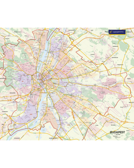 Cartographia Budapest falitérkép 51x43 cm - választható kivitel 