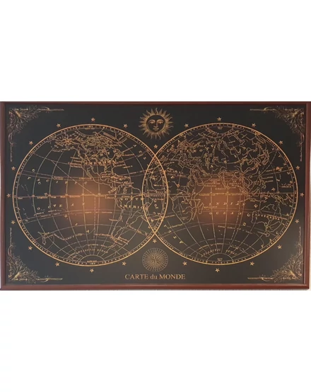 Világtérkép fekete-arany falitérkép 91,5x61 cm - keretezett