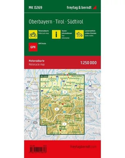 Cartographia Felső-Bajorország - Tirol- Dél-Tirol motoros térkép (MK0269) - Freytag-9783707919813