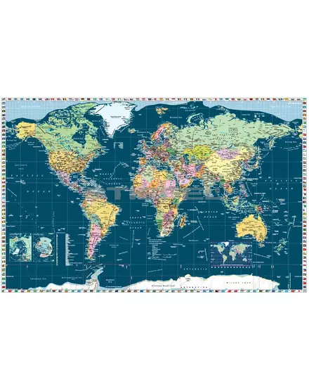 Cartographia Föld országai térkép trendi színezéssel 140x100, fémléces  - Stiefel