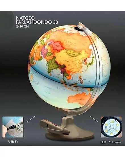 Cartographia Földgömb 30cm 6 nyelven beszélő, világító-8007239981201