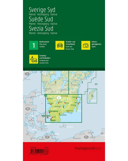 Cartographia Svédország résztérkép (1) Dél - Malmö - Helsingborg - Kalmar térkép - Freytag-9783707922868