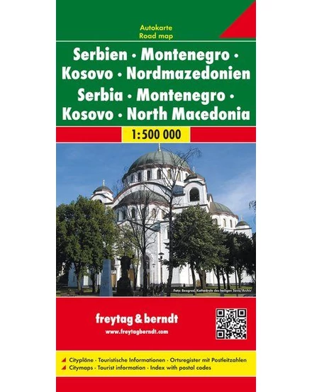 Cartographia Szerbia-Montenegró-Koszovó-Észak-Macedónia térkép (Freytag) 9783707904314