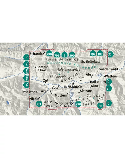 Cartographia K 036 Innsbruck és környéke turistatérkép-9783991543091