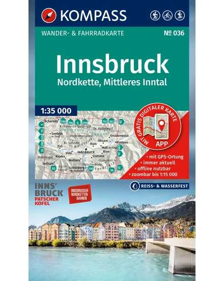 Cartographia K 036 Innsbruck és környéke turistatérkép-9783991543091