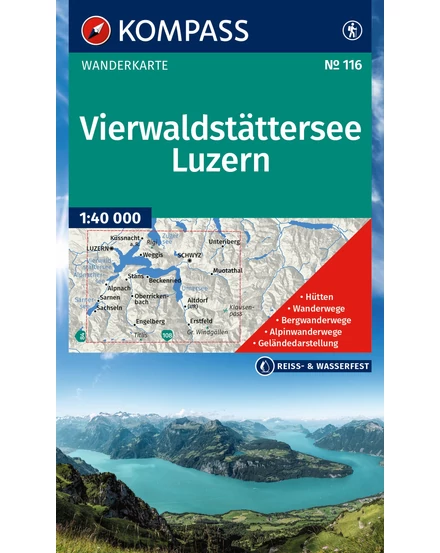Cartographia K 116 Vierwaldstatter-see, Luzern turistatérkép 9783991543619