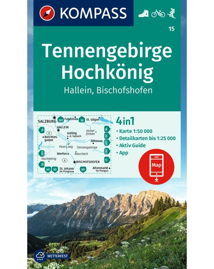 Cartographia K 15Tennengebirge Hochkönig turistatérkép - Kompass 9783991540649