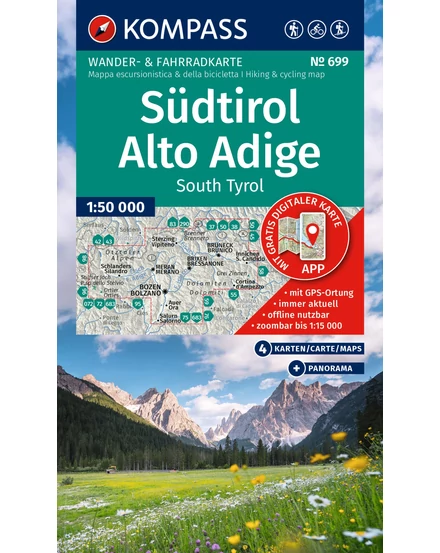 Cartographia K 699 Dél-Tirol turistatérkép - 4 részes szett - 9783991543008