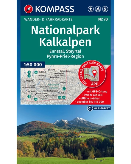 Cartographia K 70 Kalkalpen Nemzeti Park, Ennstal, Steyrtal, Pyhrn-Priel Régió turistatérkép 9783990449394