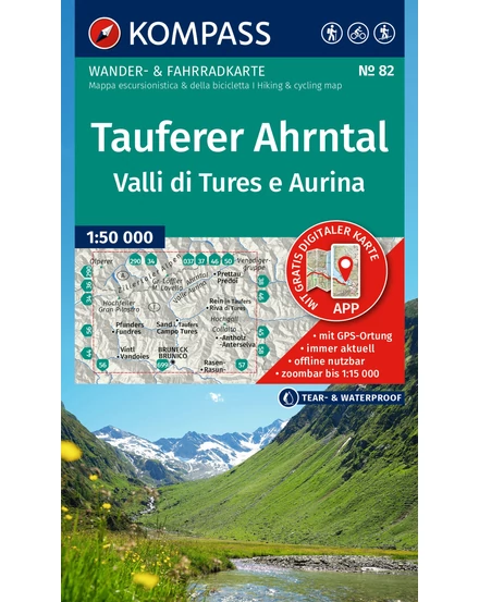 Cartographia-K 82 Tauferer Ahrntal / Valli di Tures e Aurina turistatérkép-9783991543275