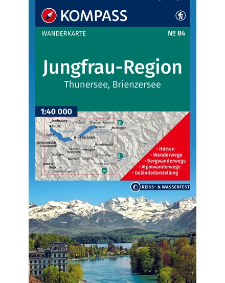 Cartographia K 84 Jungfrau Régió, Thundersee, Brienzersee turistatérkép 9783991543084