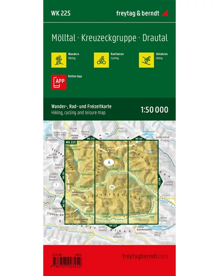 Cartographia WK225 Mölltal - Kreuzeckgruppe - Drautal turistatérkép - Freytag -9783707923452