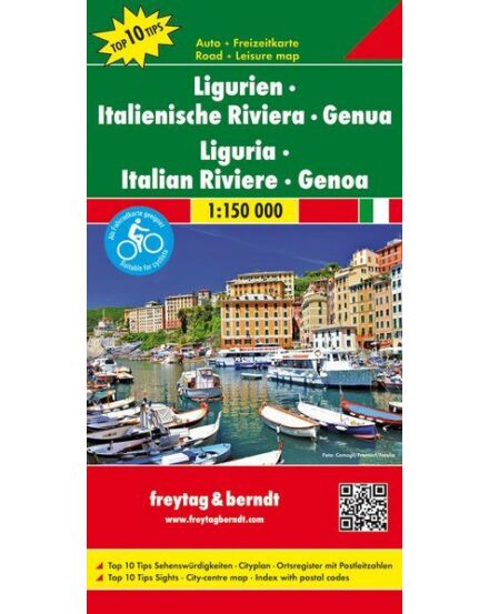 Cartographia Liguria - Olasz riviéra - Genova autó- és szabadidőtérkép (Freytag) 9783707915174