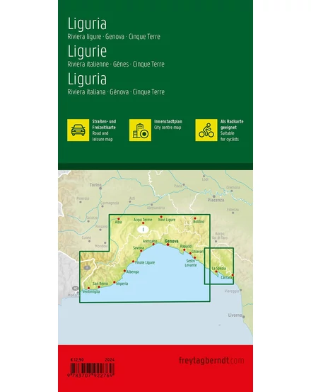 Cartographia Liguria - Olasz riviéra - Genova autó- és szabadidőtérkép (Freytag) 9783707922769