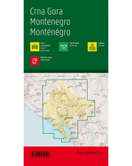 Cartographia Montenegró térkép (Freytag) 9783707922332