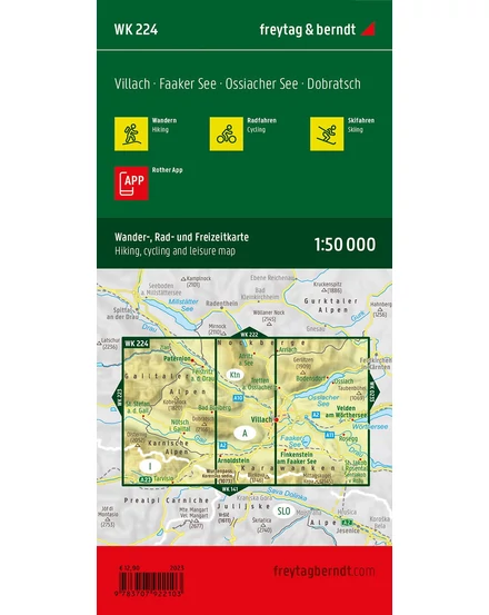 Cartographia WK224 Faaker See-Ossiacher See-Villach-Dreilandereck-Unteres Gailtal turistatérkép (Freytag) 9783707922103