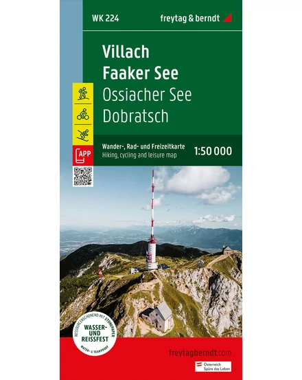 Cartographia WK224 Faaker See-Ossiacher See-Villach-Dreilandereck-Unteres Gailtal turistatérkép (Freytag) 9783707922103l
