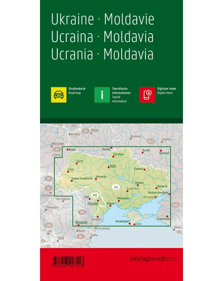 Ukrajna-Moldova keményborítós térkép (Freytag)
