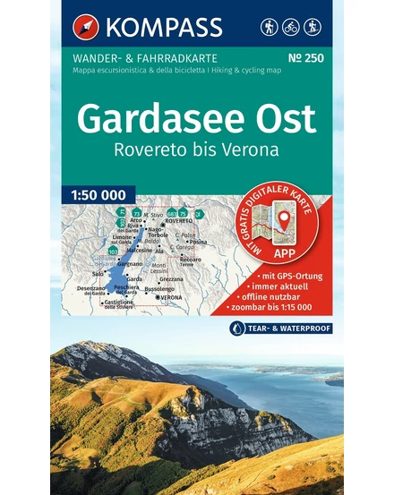 Cartographia - K 250 Garda-tó keleti rész, Rovereto - Verona 1:50e - Kompass  - 9783991545729