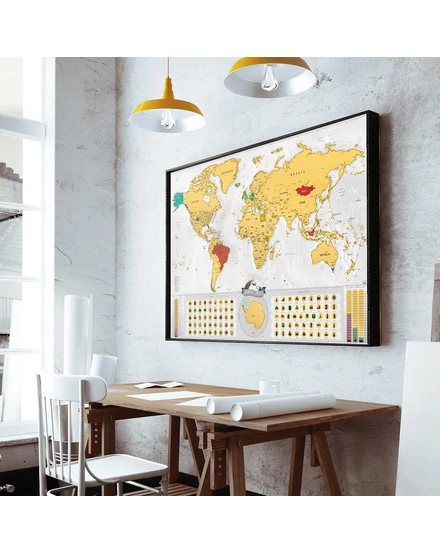Cartographia-Világtérkép-kaparós-angol-Blanc/arany-8588007452593