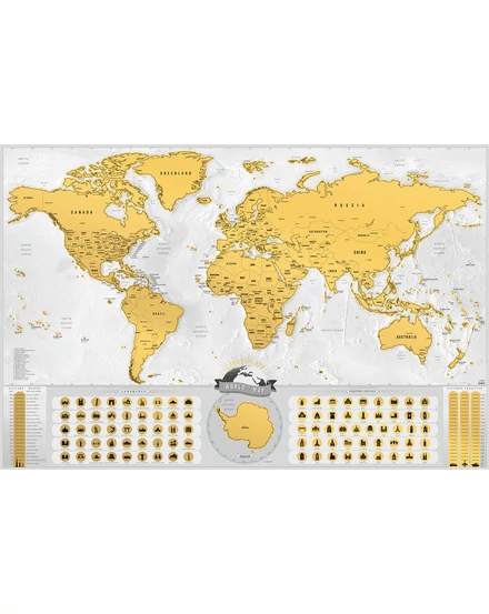 Cartographia-Világtérkép-kaparós-angol-Blanc/arany-8588007452593