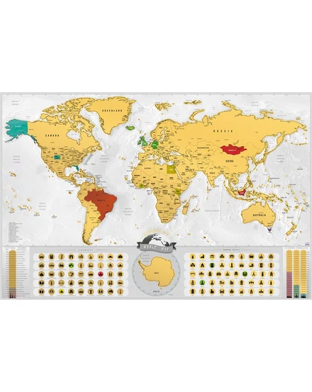 Cartographia-Világtérkép-kaparós-angol-Blanc/arany-8588007452593