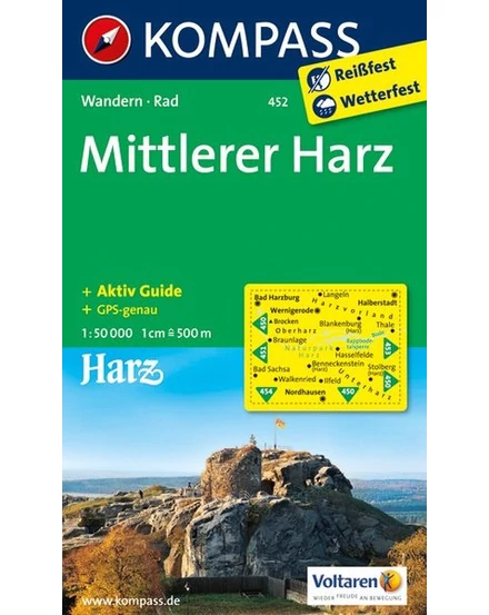 Cartographia K 452 Harz - középső rész turistatérkép 1:50 000 9783850264884