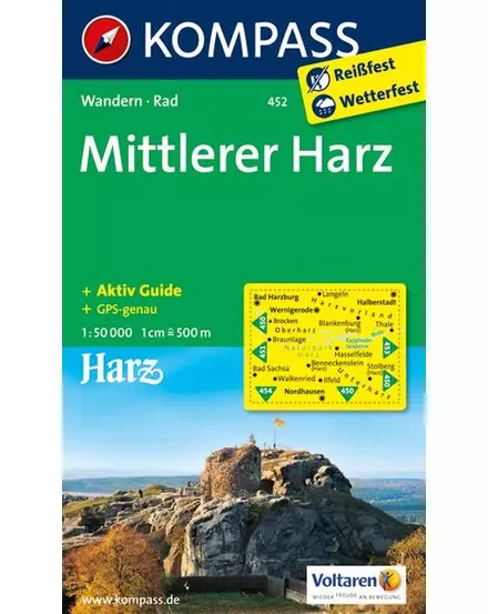 Cartographia K 452 Harz - középső rész turistatérkép 1:50 000 9783850264884