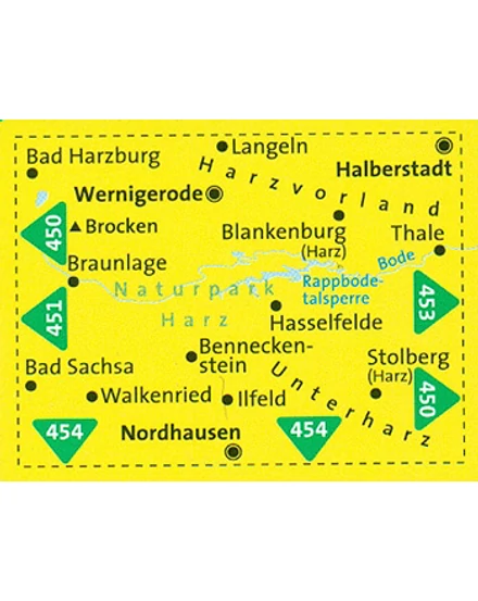 K 452 Harz - középső rész turistatérkép 1:50 000