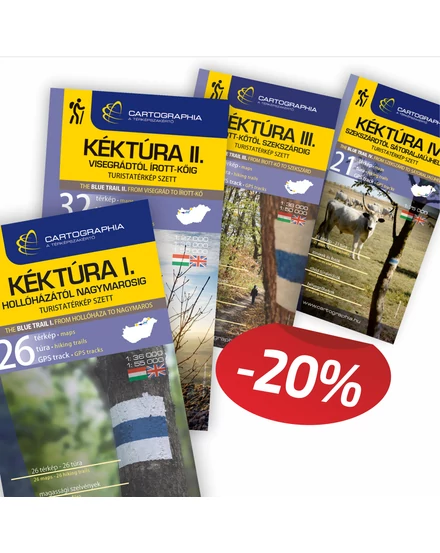 Cartographia KÉKTÚRA I + II + III + IV térképszett + 3db igazolófüzet