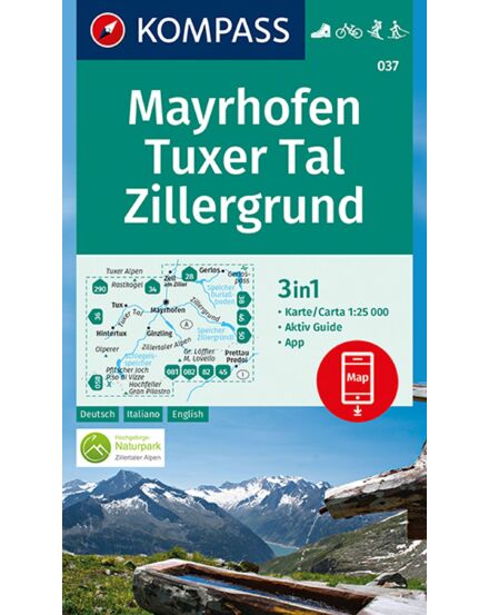 Cartographia K 037 Mayrhofen - Tuxer Tal - Zillergrund turistatérkép 9783990445563