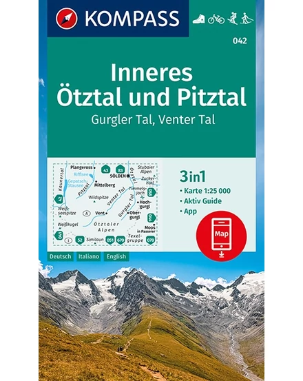 Cartographia K 042 Inneres Ötztal, Pitztal, Gurgler Tal, Venter Tal turistatérkép 9783991212546