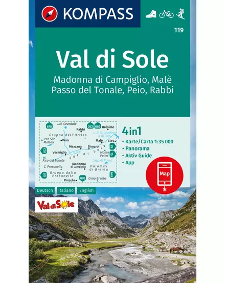 Cartographia K 119 Val di Sole, Madonna di Campiglio, Malè, Passo del Tonale, Peio, Rabbi turistatérkép 9783991215561
