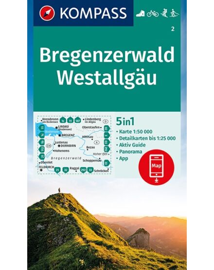 Cartographia K 2 Bregenzerwald, Westallgäu turistatérkép 9783991212492